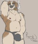  absurd_res anthro bulge canid canine canis cigar clothing domestic_dog hi_res male mammal molosser mountain_dog musclegut muscular muscular_male nipples rainy4k saint_bernard signature smoking solo underwear 