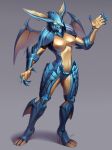  5_fingers breasts capcom claws digital_media_(artwork) featureless_breasts female fin fingers hi_res kahito-slydeft machine metal monster_hunter robot scales simple_background solo standing video_games 