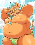  2020 anthro belly brown_body brown_fur bulge clothing fur gouryou hi_res kemono male mammal moobs navel nipples outside overweight overweight_male solo suid suina sus_(pig) swimwear tokyo_afterschool_summoners video_games wild_boar yamatoji201 