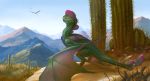  ambiguous_gender cactus day detailed_background dragon feral membrane_(anatomy) membranous_wings outside red_eyes sand sandara sky smile solo_focus standing wings wyvern 