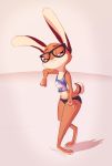  2018 absurd_res anthro brown_body brown_fur cider_(ciderbunart) clothed clothing crop_top eyes_mostly_closed eyewear female fur glasses hi_res lagomorph leporid mammal midriff narrowed_eyes pointedfox rabbit shirt simple_background smile solo topwear 