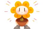  2019 ambiguous_gender blush digital_media_(artwork) disembodied_hand dot_eyes duo elemental_creature emanata flora_fauna flower flower_pot flowey_the_flower green_body holding_object hyeing02 living_flower looking_at_viewer not_furry plant simple_background solo_focus undertale video_games white_background white_body yellow_body 