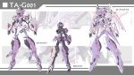  from_behind mecha mecha_musume multiple_views no_eyes no_humans open_hands original robot takamaru_(taka1220) twintails variations 