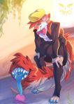  anthro blue_eyes bow_tie canid canine canis clothing darkflamewolf dessert female food fur hair hat headgear headwear hi_res ice_cream ice_cream_cone looking_down mammal red_body red_fur red_hair school_uniform solo tabirs tail_between_legs tail_maw tail_mouth taylor_renee_wolford_(darkflamewolf) teenager teeth teeth_showing tongue tongue_out uniform wolf young 