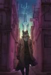  absurd_res anthro brand_new_animal canid canine canis city_background hi_res huge_filesize male mammal orioz overcoat shirou_ogami solo studio_trigger wolf 