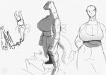 anthro breasts cleavage clothed clothing collar elemental_manipulation female goonie-san hi_res long_tail monochrome sketch solo spiked_collar spikes 