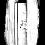  1:1 anthro bathroom beastars canid canine canis comic door hi_res hladilnik legoshi_(beastars) male mammal monochrome wolf 