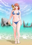  1girl animal breasts brown_eyes brown_hair closed_mouth earrings feet full_body highres jewelry kaze_no_tani_no_nausicaa knife kyoshinhei looking_at_viewer nausicaa short_hair solo standing swimsuit teto water 