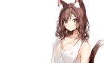  animal_ears blush breasts brown_eyes brown_hair cat_smile catgirl cleavage no_bra original short_hair silver_(chenwen) sketch tail third-party_edit white 