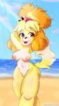  9:16 animal_crossing anthro beach big_breasts big_butt black_eyelashes blurred_background blush breasts brown_eyebrows brown_eyes butt canid canine canis chuchodraws collar domestic_dog eyebrows female fur genitals hi_res huge_breasts isabelle_(animal_crossing) mammal nintendo nipples nude open_mouth pussy sand seaside shih_tzu simple_background sky smile solo thick_thighs toy_dog video_games water white_body white_fur wide_hips yellow_body yellow_fur 