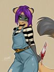  2020 3:4 clothed clothing digital_media_(artwork) domestic_ferret dragonfu eyebrows eyelashes green_eyes hair hi_res mammal mustela mustelid musteline purple_hair smile standing 