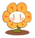  2020 ambiguous_gender blush elemental_creature flora_fauna flower flowey_the_flower frown green_body hyeing02 living_flower not_furry plant simple_background solo undertale video_games white_background white_body yellow_body 