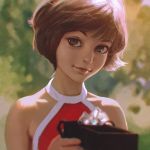  1girl alisa_seleznyova brown_eyes brown_hair closed_mouth guest_from_the_future ilya_kuvshinov looking_at_viewer short_hair smile source_request 