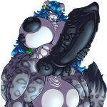  1:1 abs adjatha anthro balls big_balls big_breasts big_penis blue_hair breasts felid genitals gynomorph hair hair_over_eye hi_res holding_breast huge_balls huge_breasts huge_penis intersex knot long_hair looking_at_viewer machairodontine mammal milodan muscular muscular_gynomorph muscular_intersex one_eye_obstructed penile_spines penis trials_in_tainted_space 