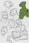  2:3 anthro expression_sheet green_body green_scales headshot_portrait hi_res lizard male masters_of_the_universe mattel model_sheet multiple_poses netflix nude portrait pose reptile rockbottomfeeder rogelio scales scalie she-ra_and_the_princesses_of_power sketch solo tongue tongue_out yellow_sclera 