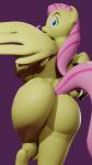  3d_(artwork) 9:16 anthro big_breasts big_butt breasts butt camchao digital_media_(artwork) equid equine female fluttershy_(mlp) friendship_is_magic fur hair hi_res looking_back mammal my_little_pony nude pegasus pink_hair rear_view solo wings yellow_body yellow_fur 