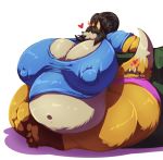  &lt;3 ambiguous_gender anthro belly big_belly big_breasts black_hair bobert bovid breasts canid canine caprine clothing duo female fox furniture goat hair hi_res huge_breasts huge_thighs hyper hyper_belly hyper_breasts hyper_thighs mammal morbidly_obese navel nipples obese overweight ponytail shirt sitting size_difference sofa thick_thighs topwear 