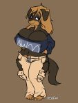  3:4 baggy_pants big_breasts breasts canid canine canis domestic_dog female hi_res huge_breasts ill-fitting_clothes mammal mastiff molosser rottweiler short_stack 