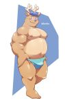  2020 absurd_res anthro belly blush bulge cervid clothing hi_res humanoid_hands jumperbear kemono male mammal moobs musclegut nipples overweight overweight_male solo underwear 