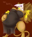  &lt;3 2019 anthro avian beak belly big_belly big_breasts breasts brown_body brown_feathers clothing digitigrade dress english_text feathered_wings feathers female friendship_is_magic gilda_(mlp) gryphon hand_on_stomach hi_res my_little_pony mythological_avian mythology navel navel_piercing necrofeline nipple_outline outie_navel piercing pregnant purple_body purple_feathers solo text torn_clothing white_body white_feathers wings yellow_beak yellow_eyes 