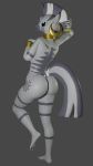  3d_(artwork) 9:16 anthro big_butt butt camchao digital_media_(artwork) ear_piercing ear_ring equid equine female friendship_is_magic hi_res looking_at_viewer looking_back mammal my_little_pony nude piercing pose simple_background solo zebra zecora_(mlp) 