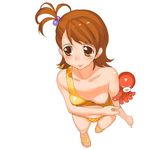  :p a1 bikini breast_slip breasts brown_hair downblouse flipped_hair from_above futami_ami idolmaster idolmaster_(classic) idolmaster_1 nipples one_breast_out short_hair small_breasts solo swimsuit tongue tongue_out undressing 