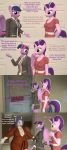  3d_(artwork) absurd_res anthro bathrobe breasts cleavage clothed clothing comic dialogue digital_media_(artwork) door english_text equid female friendship_is_magic group hi_res horn mammal my_little_pony overweight papadragon69 rarity_(mlp) robe starlight_glimmer_(mlp) text twilight_sparkle_(mlp) unicorn winged_unicorn wings 