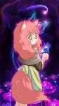  2020 9:16 anthro canid canine clothed clothing female flower fluffy fluffy_tail fox fur fur_(theterm) hair hi_res holding_object looking_back mammal only_izu open_mouth pink_body pink_fur pink_hair plant portrait solo standing three-quarter_portrait translucent translucent_hair yellow_eyes young 