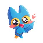  &lt;3 1:1 2019 adorabat ambiguous_gender big_eyes blue_body blush blush_stickers cartoon_network chiropteran cute_face female_(lore) hyeing02 mammal mao_mao:_heroes_of_pure_heart open_mouth open_smile pegleg simple_background smile solo standing white_background yellow_eyes 