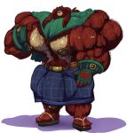  anthro balls beard big_balls big_muscles big_penis bobert brown_hair clothed clothing facial_hair fingerless_gloves footwear genitals gloves hair handwear hi_res huge_balls huge_muscles huge_penis hyper hyper_balls hyper_genitalia hyper_muscles hyper_pecs hyper_penis kilt long_hair looking_at_viewer lorank male mammal muscular nipples penis poncho ponytail sandals simple_background smile solo topless ursid vein veiny_muscles white_background 