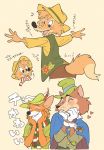  &quot;honest&quot;_john_foulfellow 2020 anthro black_nose br&#039;er_fox canid canine clothed clothing disney fox fur group hat headgear headwear hi_res japanese_text male mammal pinocchio robin_hood robin_hood_(disney) simple_background song_of_the_south text uochandayo 
