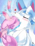  &lt;3 abstract_background ambiguous_gender ambiguous_pred ambiguous_prey black_nose blue_body blue_fur blush bodily_fluids body_in_mouth duo eeveelution feral feral_pred feral_prey fin fur half-closed_eyes hi_res hindpaw mammal memento~mori multicolored_body multicolored_fur narrowed_eyes neck_bulge nintendo nude open_mouth oral_vore pawpads paws pink_body pink_eyes pink_pawpads pink_skin pok&eacute;mon pok&eacute;mon_(species) ribbons saliva shiny_pok&eacute;mon soft_vore swallowing sylveon tail_fin teeth tongue tongue_out vaporeon video_games vore white_body white_fur 