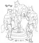  2002 anthro birthday black_and_white border_collie canid canine canis clothing collie domestic_dog group herding_dog husky male mammal monochrome mostly_nude nordic_sled_dog nudog pastoral_dog plantigrade sheepdog sketch speedo spitz swimwear 