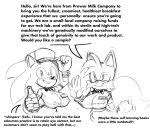  anthro big_breasts breasts crossgender dialogue duo english_text female greeting hi_res huge_breasts miles_prower missphase monochrome nipple_outline simple_background sketch sonic_the_hedgehog sonic_the_hedgehog_(series) text 