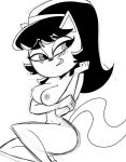  accessory anthro aunt_maire big_breasts black_hair breasts domestic_cat edit felid feline felis female hair headband hi_res kitty_katswell mammal monochrome nickelodeon nipples nude simple_background sketch solo t.u.f.f._puppy thick_thighs white_background 