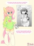 &lt;3 &lt;3_eyes anthro blue_eyes bodily_fluids clothing english_text equid equine female fluttershy_(mlp) friendship_is_magic fur genitals girly hair hi_res hoodie hoodie_(artist) hoof_hands hooves horse japanese_text legwear male mammal monochrome my_little_pony open_mouth penis photo pink_hair pony school_uniform smoling solo speech_bubble standing sweat sweatdrop text thigh_highs topwear uniform url yellow_body yellow_fur 