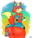  absurd_res animal_crossing anthro audie_(animal_crossing) big_butt breasts butt canid canine canis clothing disembodied_hand female hi_res looking_back mammal nintendo open_mouth solo video_games wolf xmetalhusky 