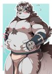  2020 absurd_res anthro belly blush bulge canid canine canis clothing hi_res horkeukamui humanoid_hands kemono loincloth male mammal moobs navel nipples overweight overweight_male ptcmtr solo tokyo_afterschool_summoners video_games wolf 