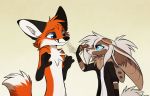  2020 4_fingers anthro black_nose blue_eyes blue_sclera canid canine clothed clothing digital_media_(artwork) duo female fennec fingers fox fur hair male mammal nude orange_body orange_fur sepiapaws tan_hair white_body white_fur 