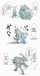  2020 anthro beastars blush bodily_fluids canid canine canis clothed clothing comic dialogue duo edit english_text female flashing fur grey_body grey_fur hard_translated haru_(beastars) ktandoku lagomorph legoshi_(beastars) leporid male mammal rabbit shirt simple_background speech_bubble sweat sweatdrop text topless topwear translated white_background white_body white_fur wolf 