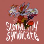  bunny bunny_focus cinderace commentary_request creature english_text full_body gen_8_pokemon highres jyunhh no_humans one_eye_closed pokemon pokemon_(creature) raboot scorbunny signature simple_background 
