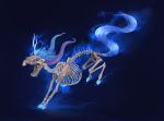  2020 absurd_res ambiguous_gender blue_hair blue_mane blue_tail bone digital_media_(artwork) equid feral hair hi_res horn lightning mammal mane saphireshear skeleton solo unicorn 