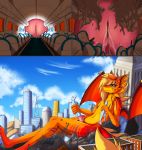  2020 aircraft airplane anthro building city destruction dragon hi_res improvised_sex_toy macro male solo son2j 