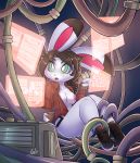  2020 absurd_res anthro bottomless breasts cables clothed clothing digital_media_(artwork) female fur galo genitals hacker hi_res hologram invalid_background invalid_color invalid_tag lagomorph leporid mammal pussy rabbit sitting solo white_body white_fur ych_(character) 