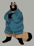  2020 absurd_res anthro belly black_body black_fur bottomwear brown_body brown_fur canid canine clothing fur hi_res kemono male mammal overweight overweight_male raccoon_dog shorts simple_background solo tanuki unagiga_hitotsu 