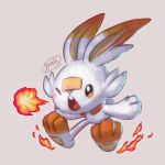  bunny bunny_focus commentary_request creature full_body gen_8_pokemon highres jyunhh no_humans one_eye_closed pokemon pokemon_(creature) scorbunny signature simple_background solo 