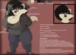  2018 absurd_res anthro belly black_hair bottomwear breasts canid canine character_name clothed clothing english_text eyebrow_through_hair eyebrows female footwear fox fully_clothed fur grey_clothing grey_topwear hair hi_res holding_gun holding_object holding_weapon looking_at_viewer mammal model_sheet pants solo text theawesomefoxguy theawesomefoxguy_(character) topwear translucent translucent_hair weapon 