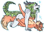  &lt;3 anthro anthro_on_anthro blush breasts canid canine claws dragon duo eyes_closed fan_character fangs female female_penetrated fluffy fluffy_tail fox fur green_eyes green_hair hair horn humanoid interspecies legs_up love lying male male/female male_penetrating mammal missionary_position nipples on_back on_top open_mouth orange_body orange_fur orange_hair penetration pinkunokuma romantic_ambiance romantic_couple sex simple_background teeth white_background white_body white_skin 