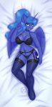  absurd_res anthro big_breasts bra breasts choker cleavage clothed clothing equid female friendship_is_magic garter_belt garter_straps hi_res horn jewelry legwear mammal my_little_pony necklace nexcoyotlgt panties princess_luna_(mlp) solo thigh_highs underwear wide_hips winged_unicorn wings 