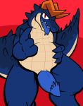  aliasing alligator alligatorid anthro belly crocodilian erection genitals hi_res horn inviting male nude overweight overweight_male penis reptile scalie solo tongue tongue_out trout_(artist) 